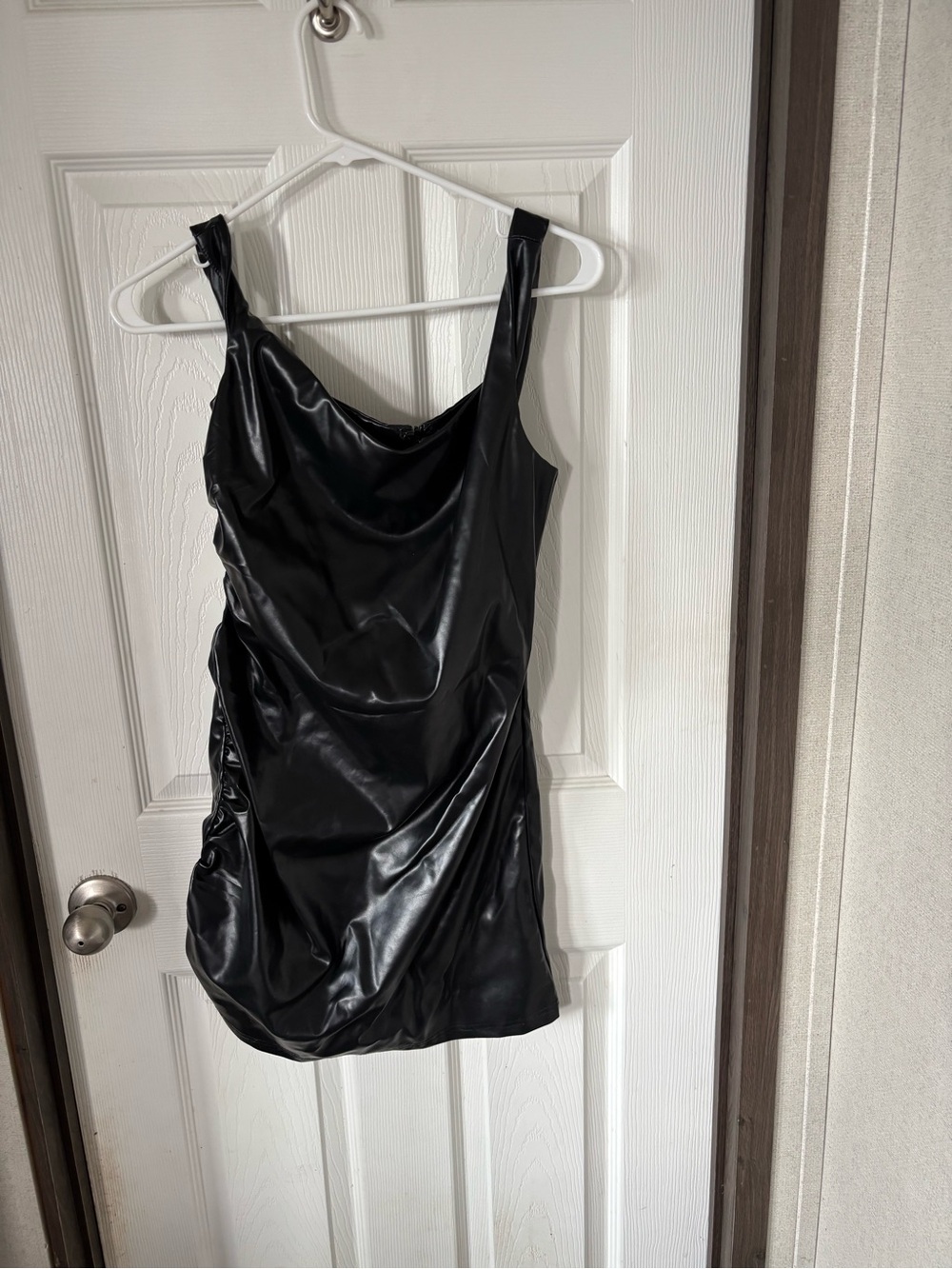superdown Black Faux Leather Trim Top